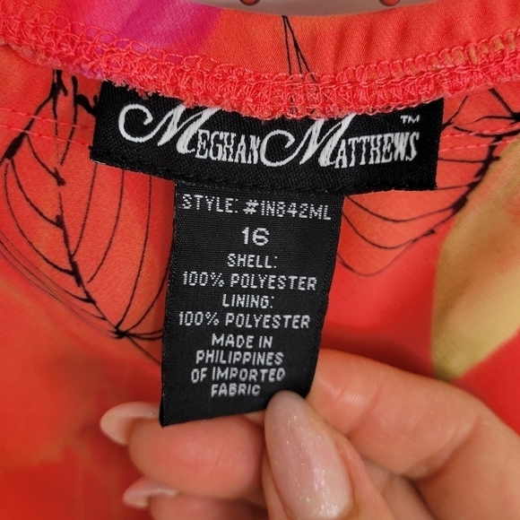 Meghan Matthews Coral Pink Floral Maxi Skirt Womens 16 Flowy Boho Hippie Vtg - Picture 11 of 11